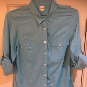J Crew ladies M The Perfect Shirt Aqua blue